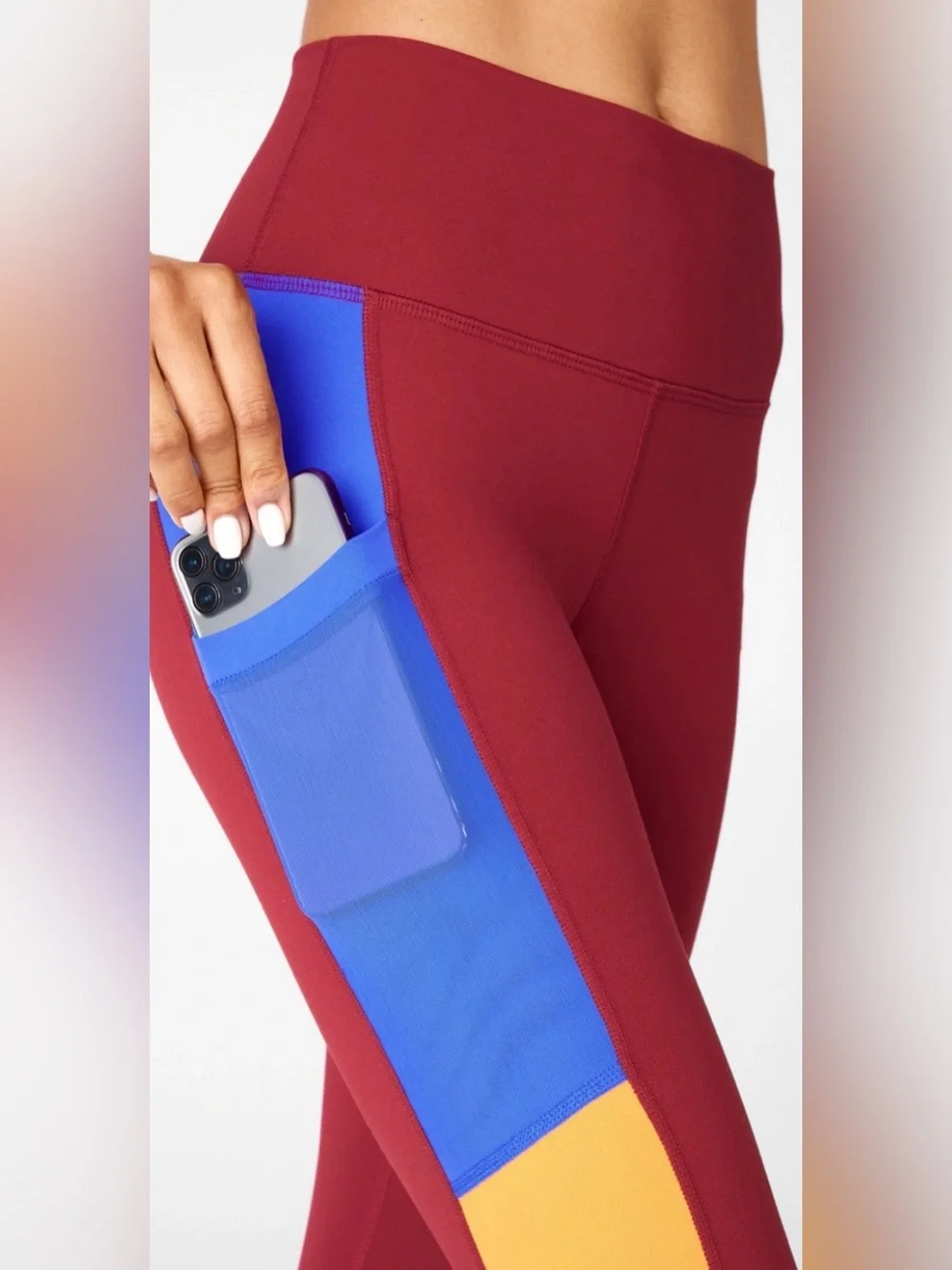Fabletics On-The-Go PowerHold High Waisted Retro Colorblock Leggings Medium